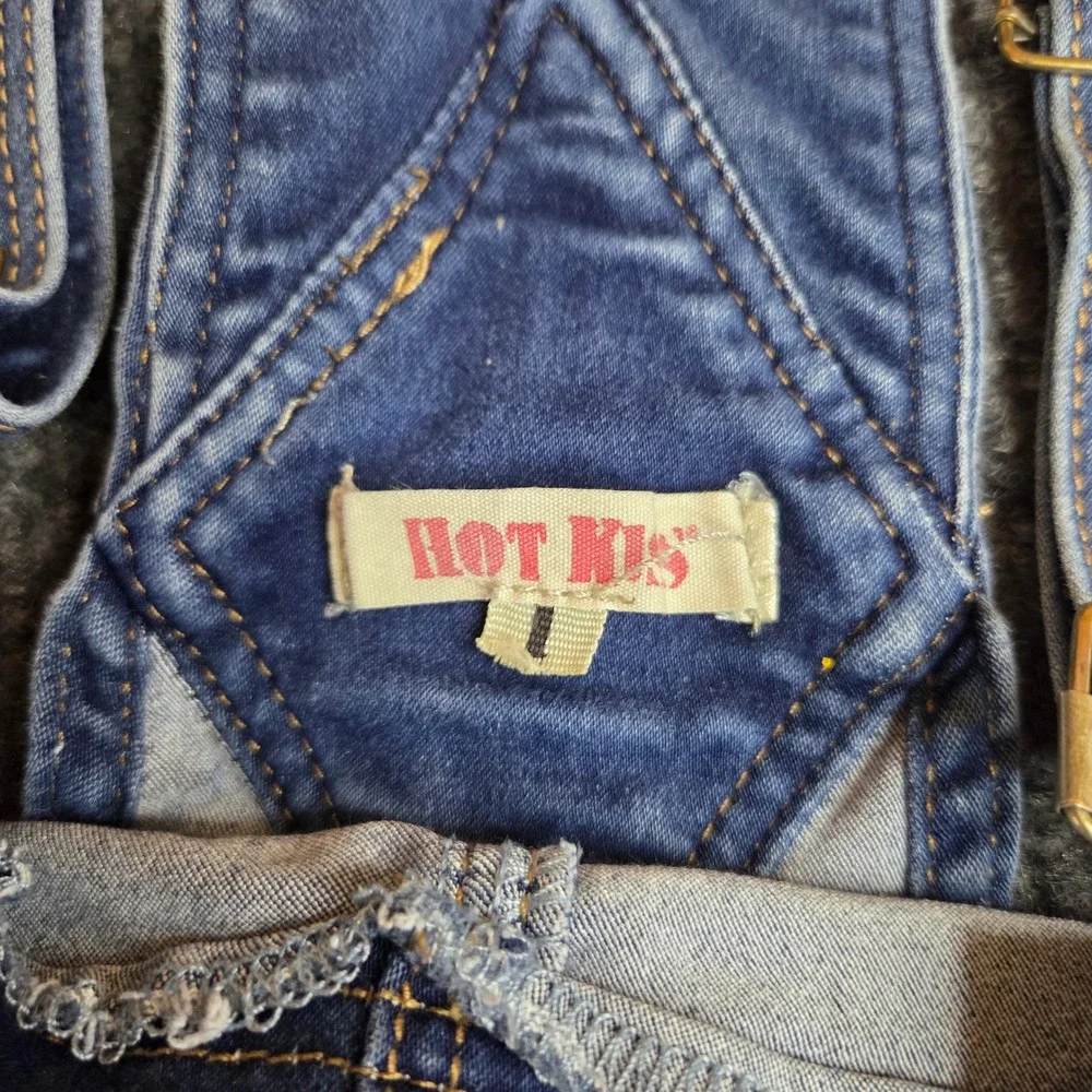 Hot‎ Kiss Girls Denim Overalls Shorts Distressed Blue Jean Adjustable Straps